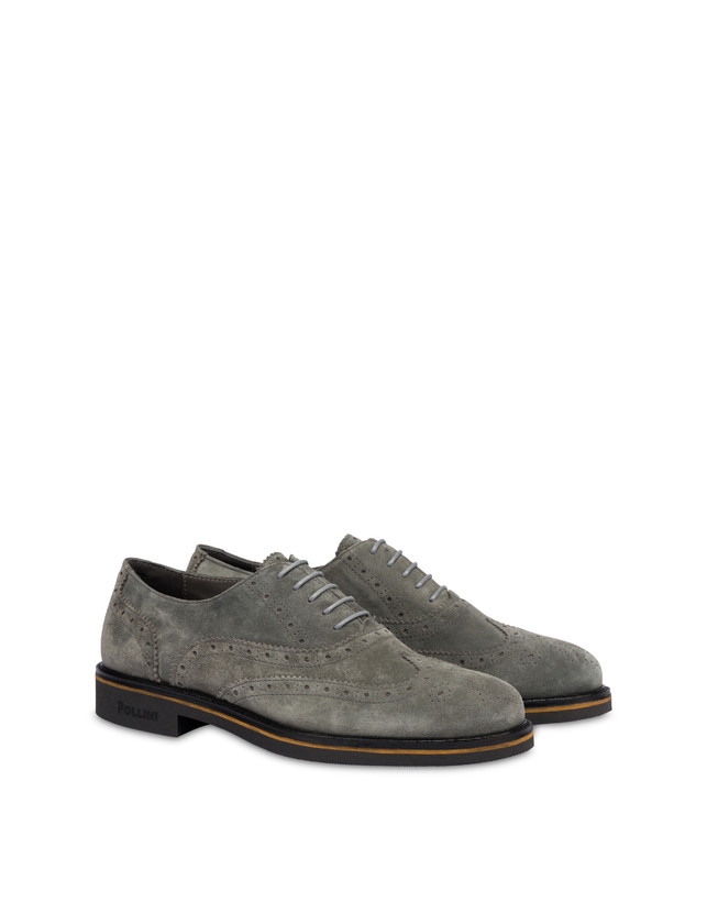 Pollini Derby In Crosta Con Broguering Corinto Grafite