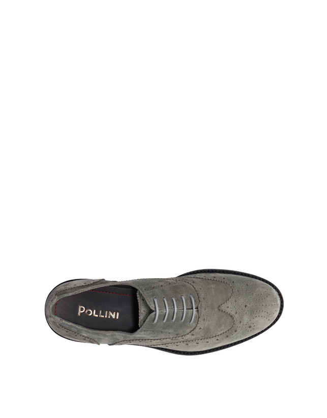 Pollini Derby In Crosta Con Broguering Corinto Grafite