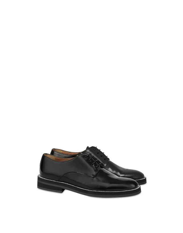Pollini Derby In Vitello Abrasivato Mannish Bling Bling Nero/strass
