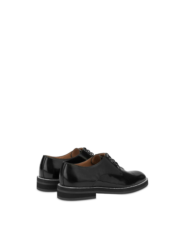 Pollini Derby In Vitello Abrasivato Mannish Bling Bling Nero/strass