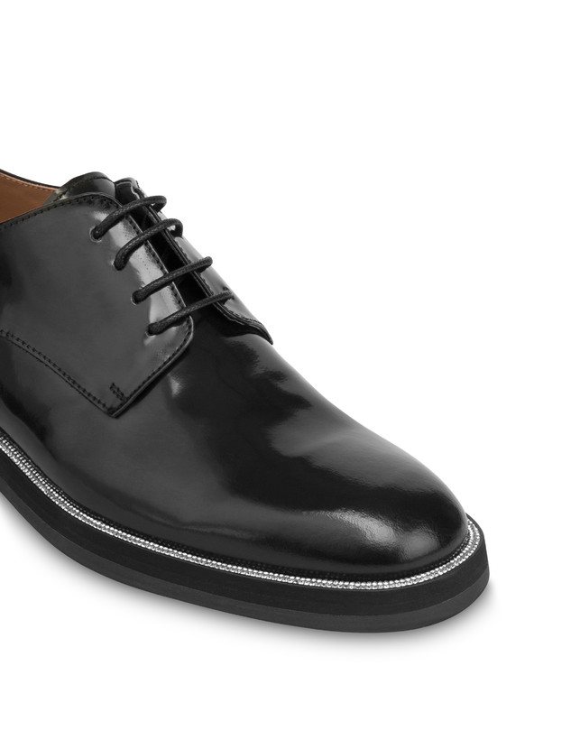 Pollini Derby In Vitello Abrasivato Mannish Bling Bling Nero/strass