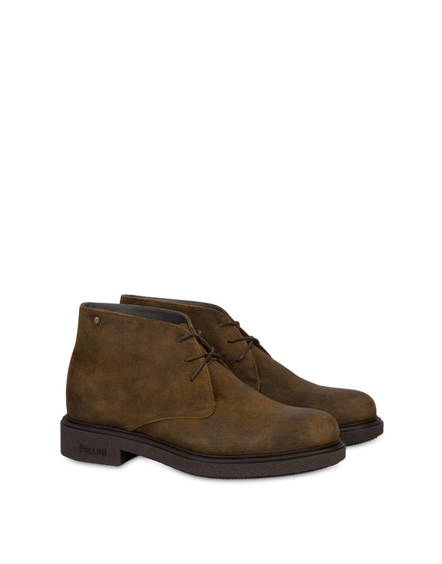 Pollini Desert Boot In Crosta Cerata Gentlemen's Club Fango