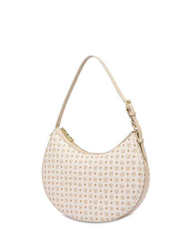 Pollini Hobo Bag In Pvc Heritage Logo Classic Avorio/ghiaccio