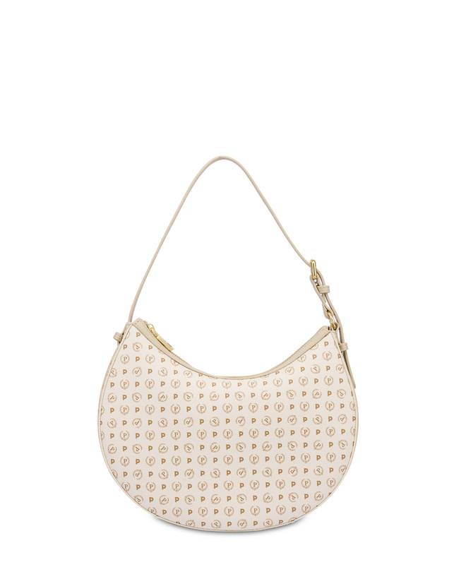 Pollini Hobo Bag In Pvc Heritage Logo Classic Avorio/ghiaccio