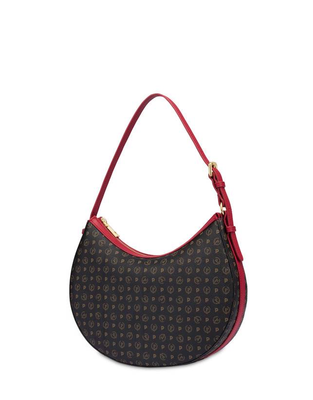 Pollini Hobo Bag In Pvc Heritage Logo Classic Nero/lacca