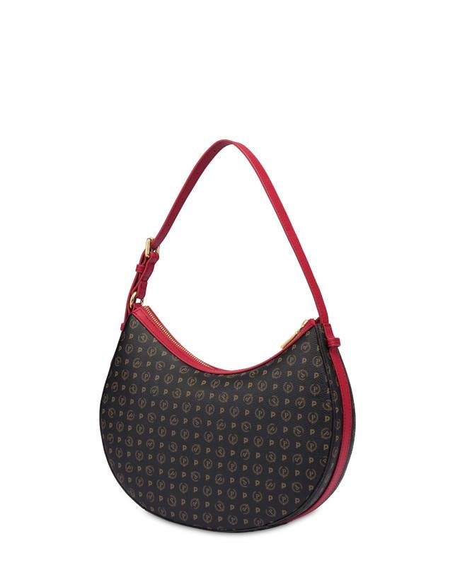 Pollini Hobo Bag In Pvc Heritage Logo Classic Nero/lacca