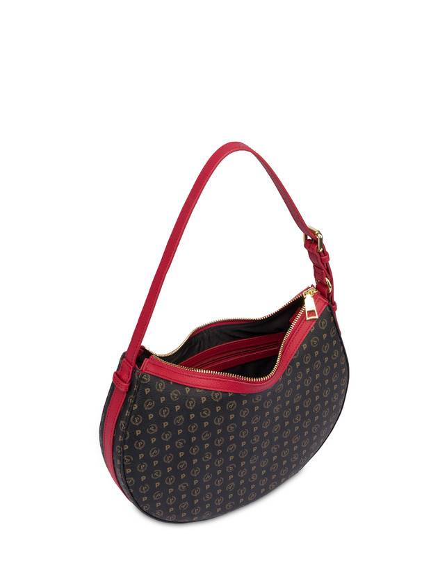 Pollini Hobo Bag In Pvc Heritage Logo Classic Nero/lacca
