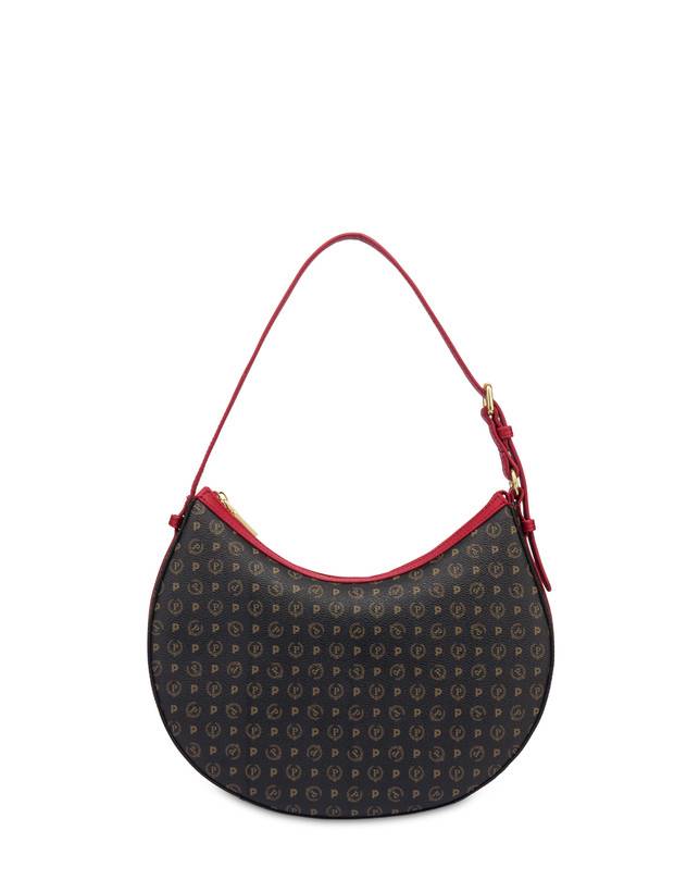 Pollini Hobo Bag In Pvc Heritage Logo Classic Nero/lacca