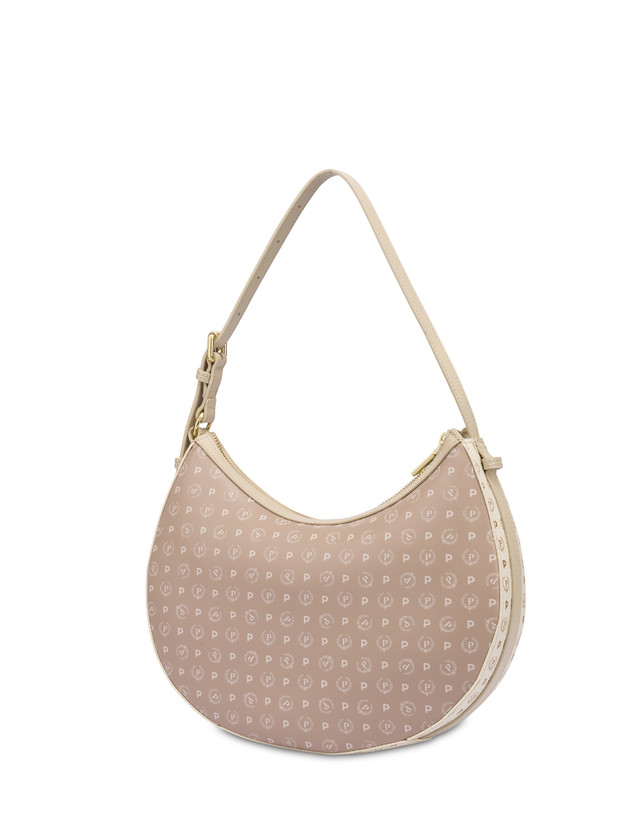 Pollini Hobo Bag In Pvc Heritage Soft Touch Avorio/beige/ghiaccio