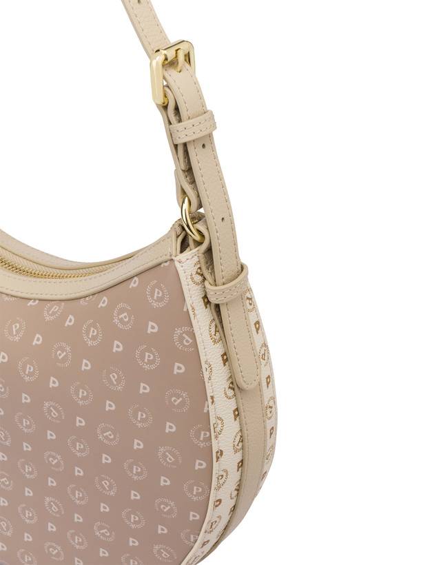 Pollini Hobo Bag In Pvc Heritage Soft Touch Avorio/beige/ghiaccio