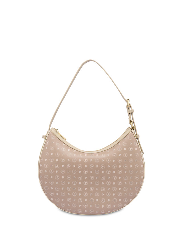 Pollini Hobo Bag In Pvc Heritage Soft Touch Avorio/beige/ghiaccio