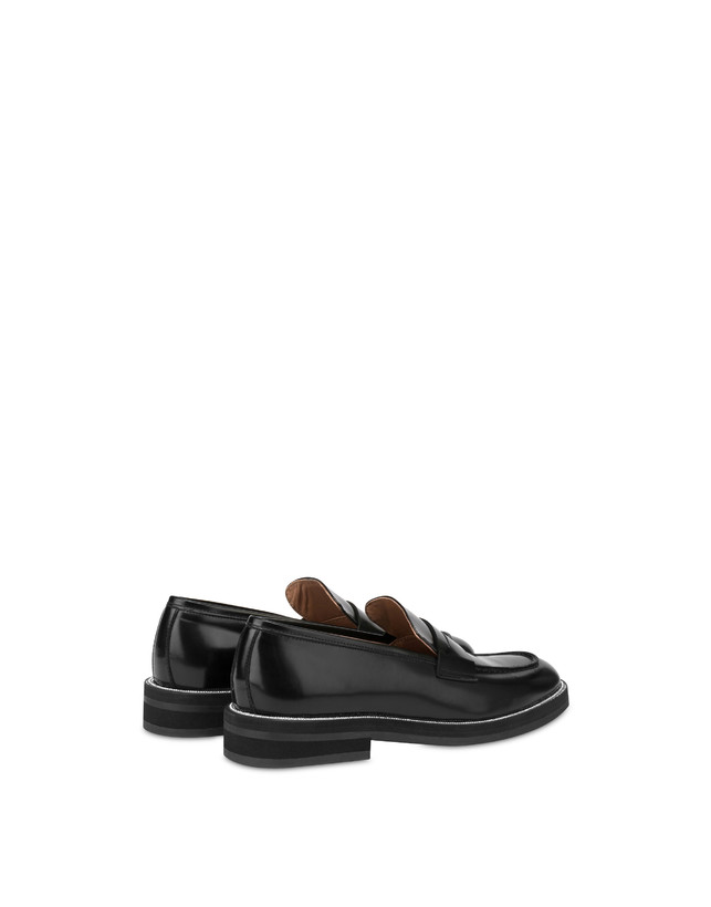 Pollini Mocassini In Vitello Abrasivato Mannish Bling Bling Nero/strass