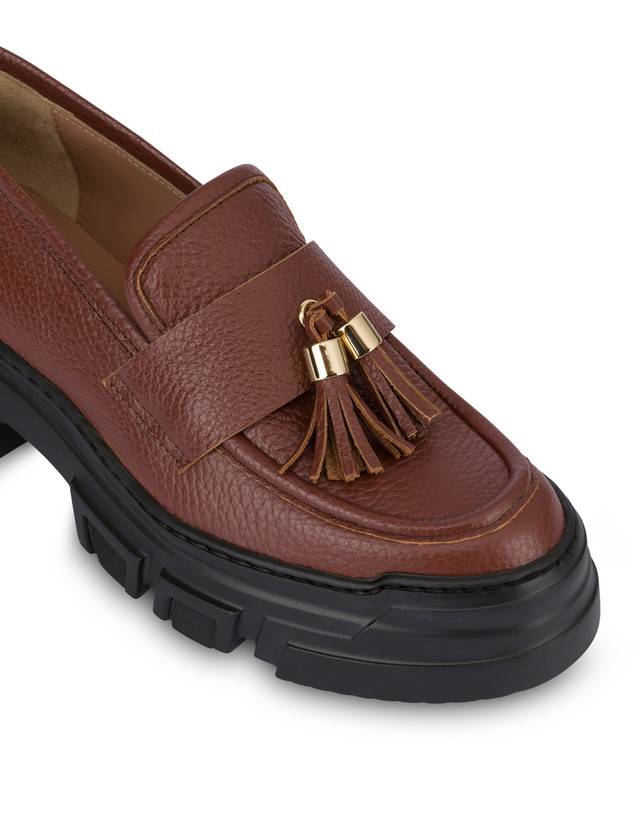 Pollini Mocassini In Vitello Stampa Alce Lady Brave Legno