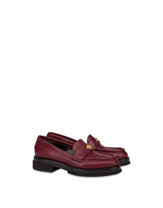 Pollini Mocassini Penny In Vitello Stampa Alce Code Bordeaux