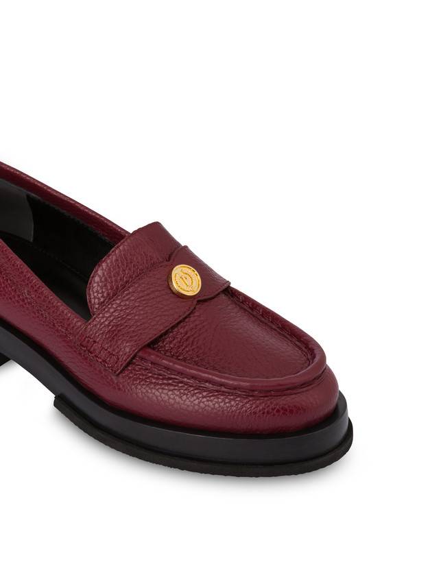 Pollini Mocassini Penny In Vitello Stampa Alce Code Bordeaux