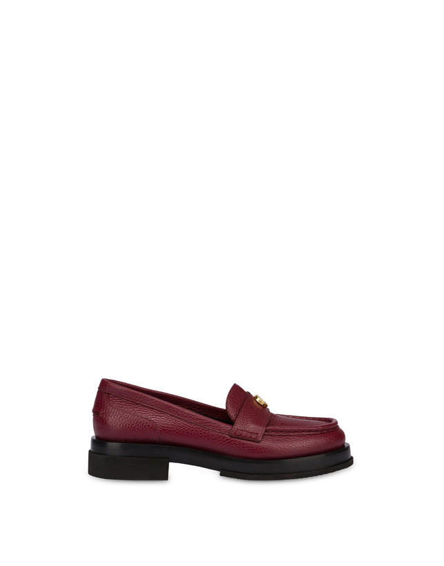Pollini Mocassini Penny In Vitello Stampa Alce Code Bordeaux