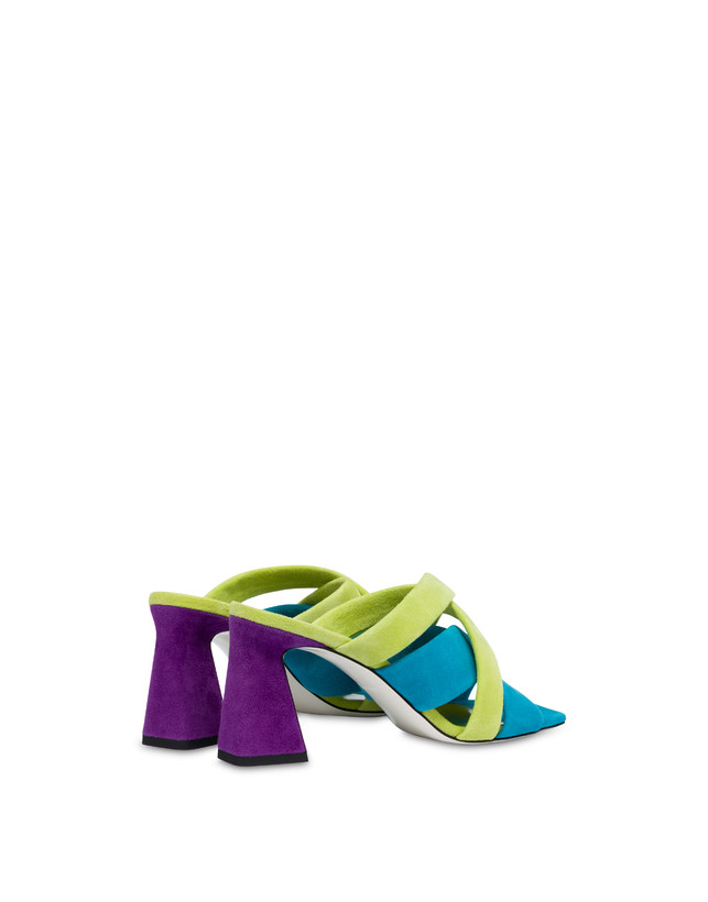 Pollini Mules In Camoscio Colour Explosion Pool/apple/iris