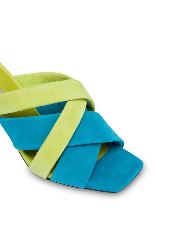 Pollini Mules In Camoscio Colour Explosion Pool/apple/iris