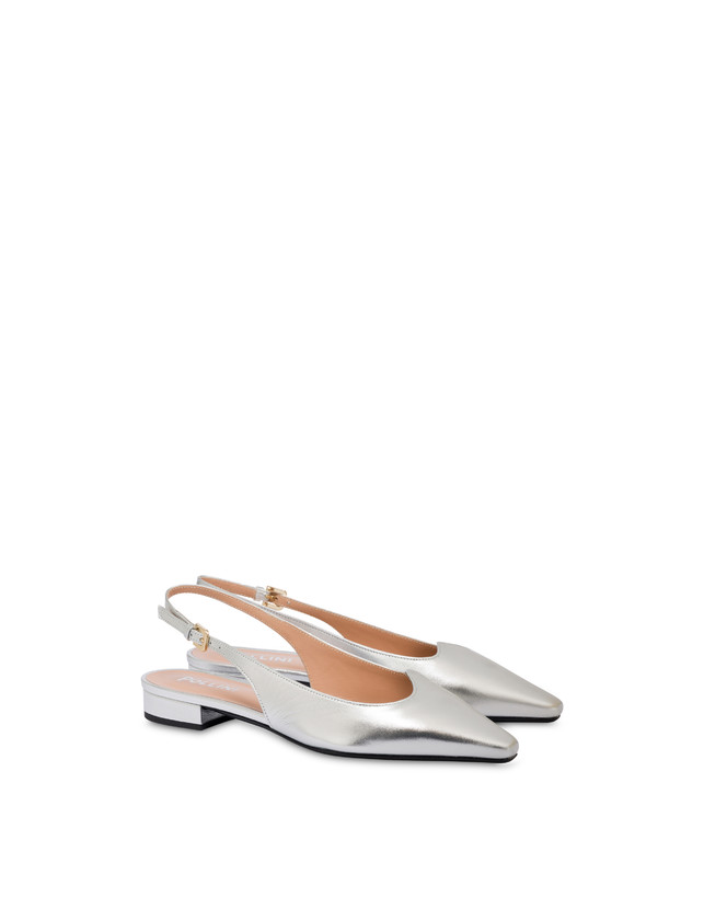 Pollini Ballerina In Nappa Laminata Wave Argento