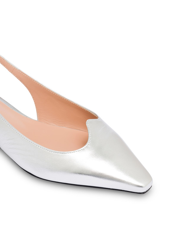 Pollini Ballerina In Nappa Laminata Wave Argento