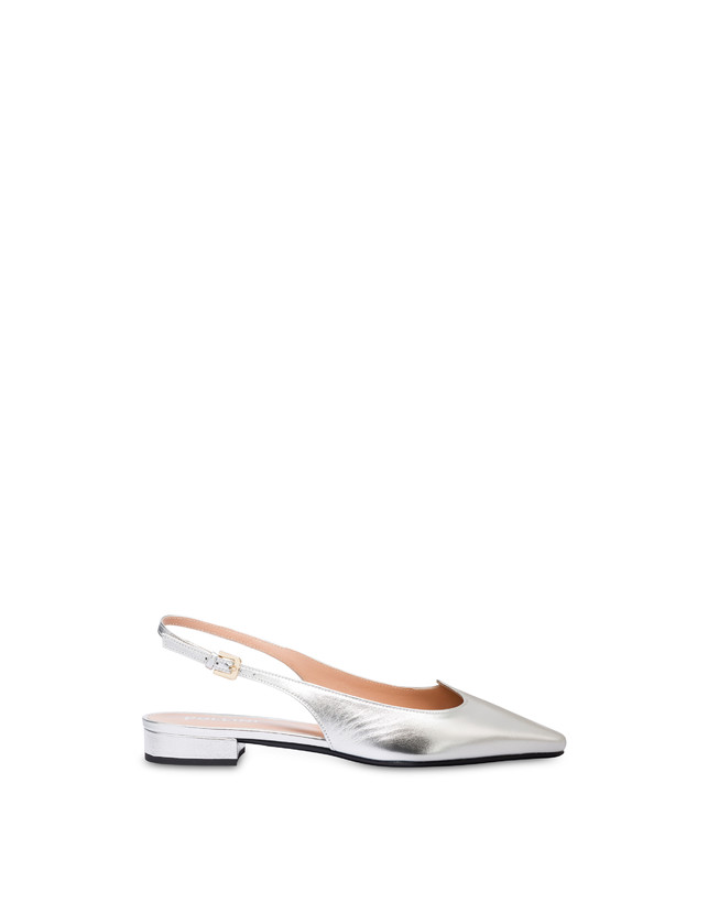 Pollini Ballerina In Nappa Laminata Wave Argento
