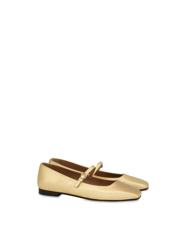 Pollini Ballerine In Nappa Laminata Nina Oro