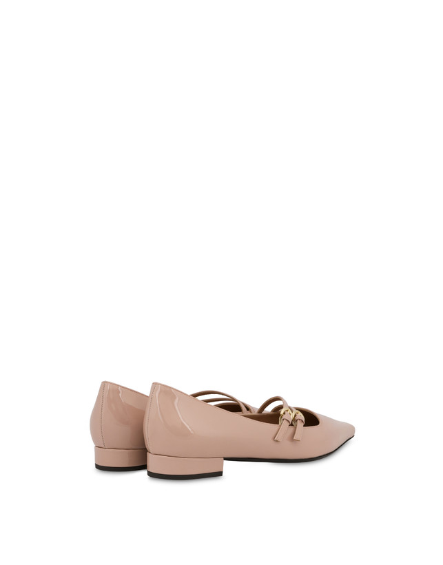 Pollini Ballerine In Vernice Bi-buckle Antico