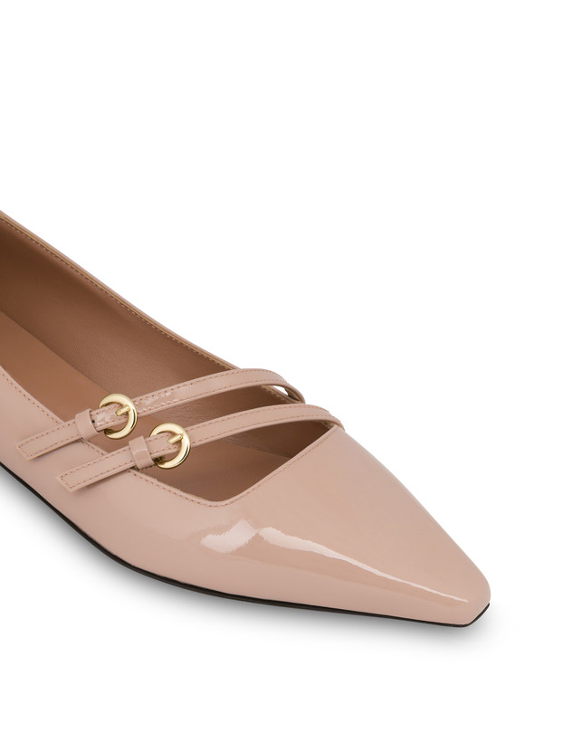 Pollini Ballerine In Vernice Bi-buckle Antico