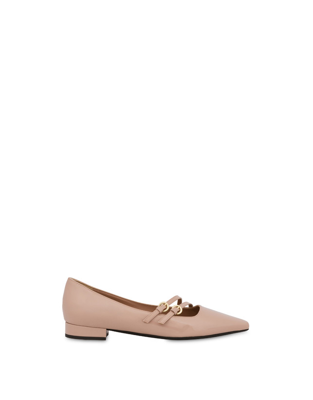 Pollini Ballerine In Vernice Bi-buckle Antico