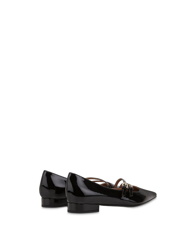 Pollini Ballerine In Vernice Bi-buckle Nero
