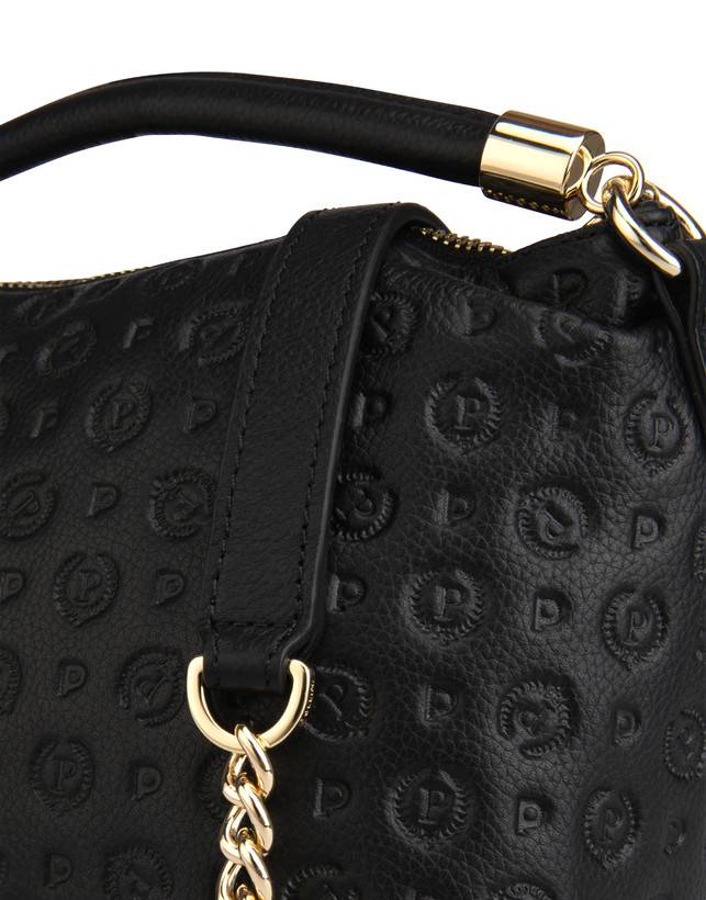 Pollini Borsa A Mano Heritage Logo Embossed Nero