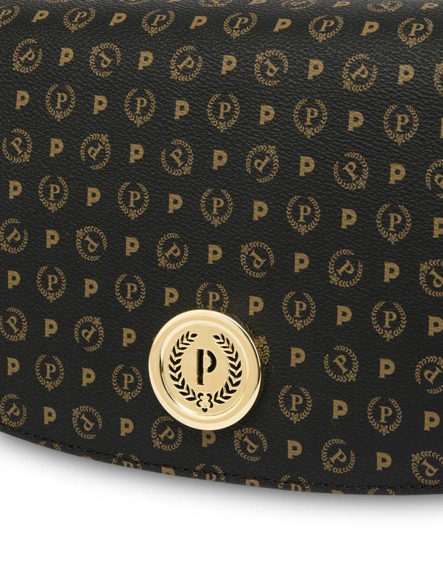 Pollini Borsa A Tracolla Heritage Pvc Nero/nero