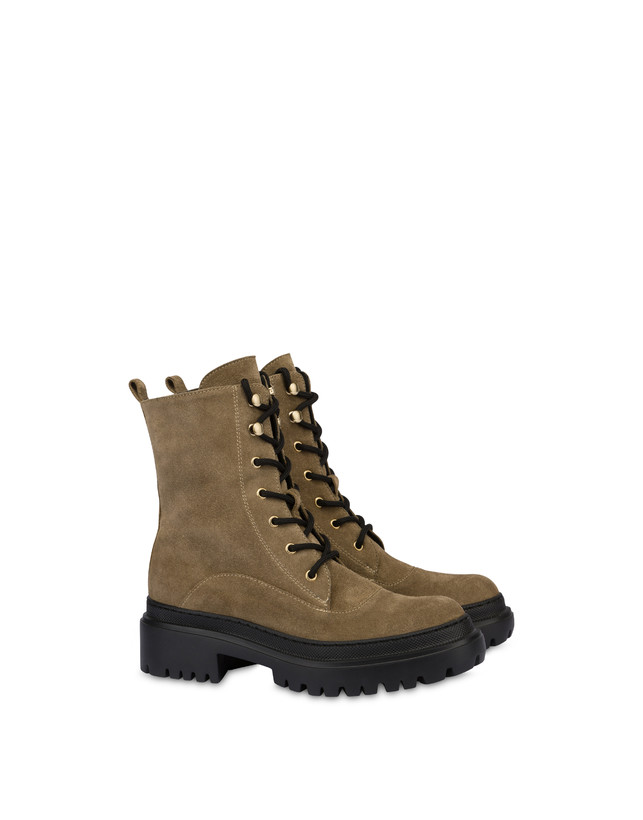 Pollini Combat Boot In Crosta Winter Step Sabbia
