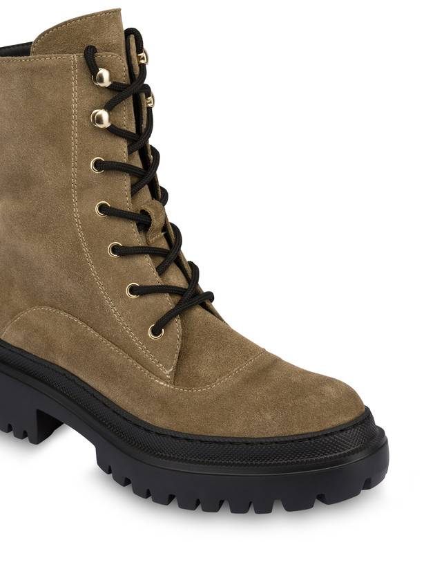 Pollini Combat Boot In Crosta Winter Step Sabbia