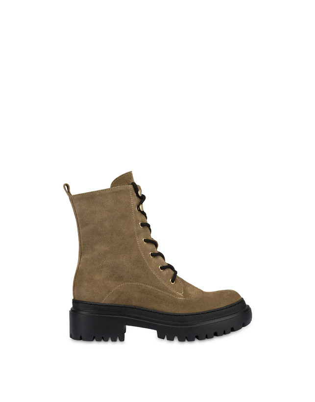 Pollini Combat Boot In Crosta Winter Step Sabbia