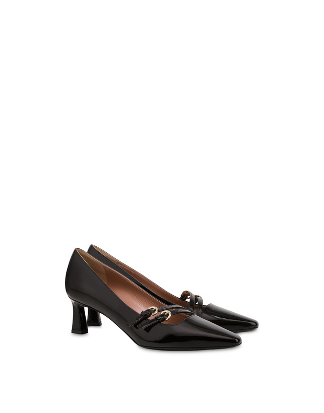 Pollini Décolleté In Vernice Bi-buckle Nero