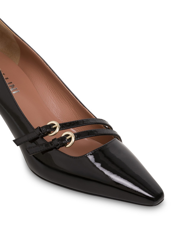 Pollini Décolleté In Vernice Bi-buckle Nero