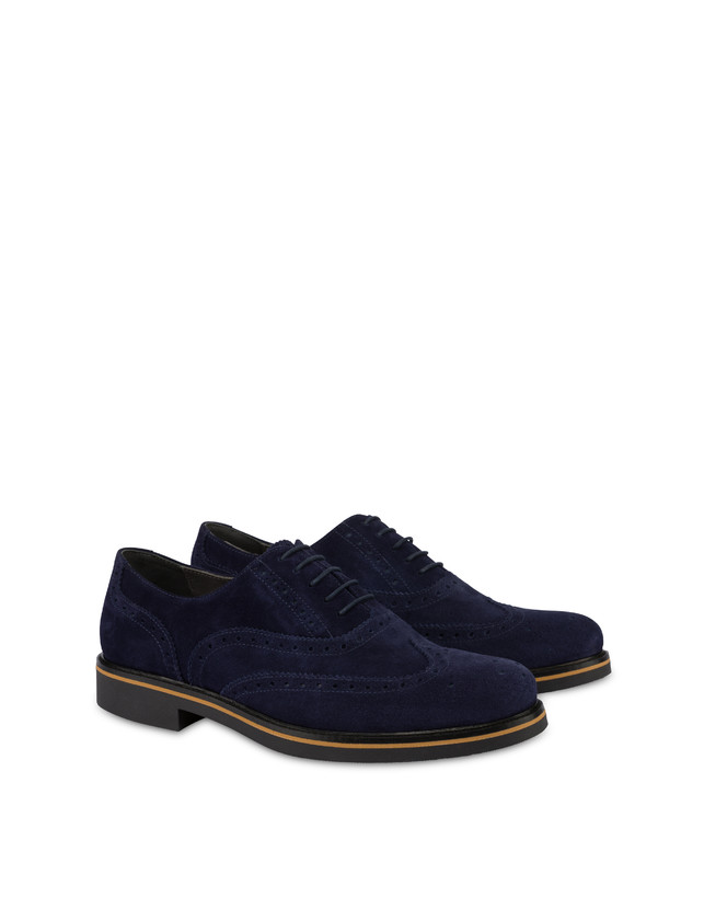 Pollini Derby In Crosta Con Broguering Corinto Blu