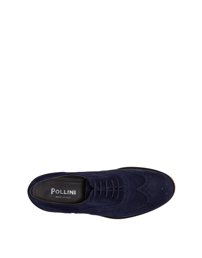 Pollini Derby In Crosta Con Broguering Corinto Blu