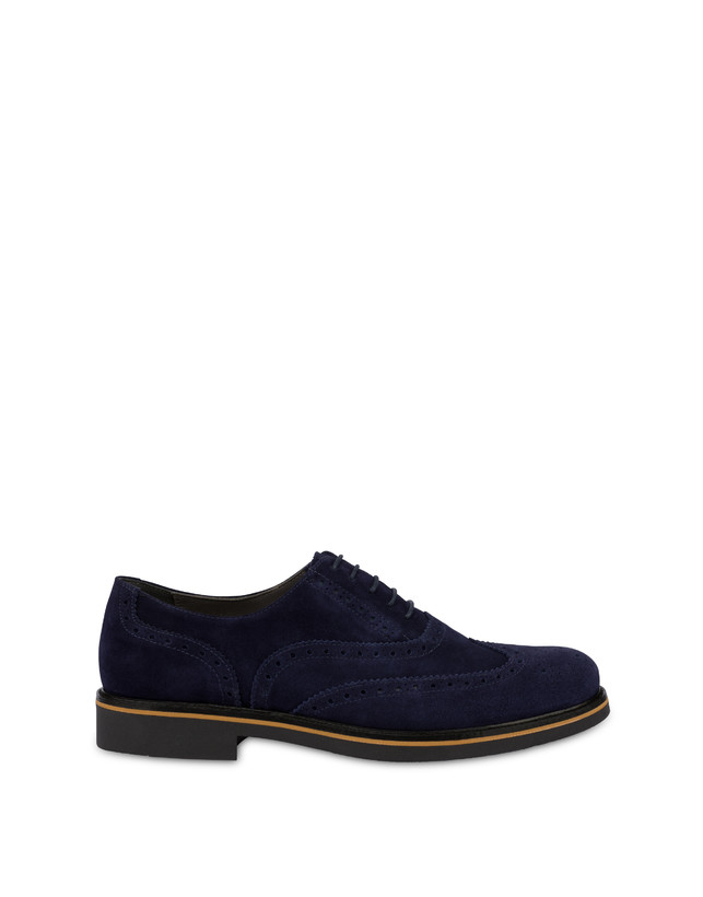 Pollini Derby In Crosta Con Broguering Corinto Blu