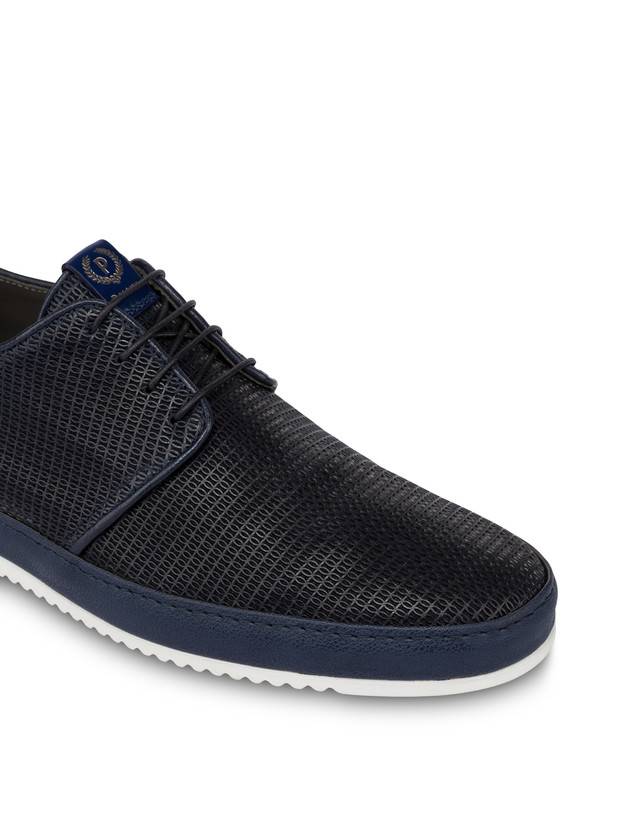 Pollini Derby In Pelle Stampa Traforata Foxing Blu