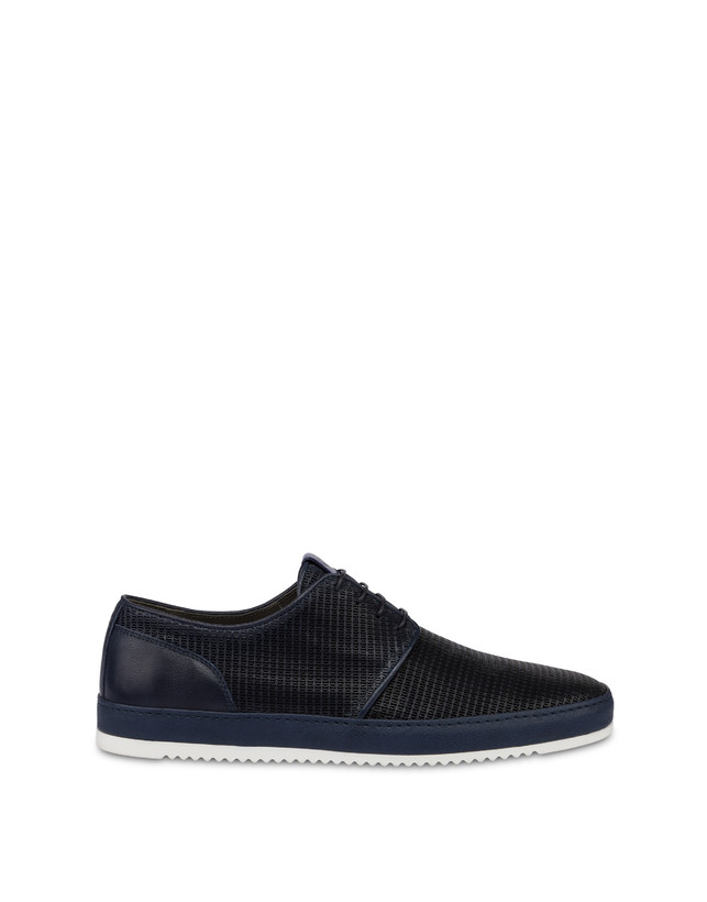 Pollini Derby In Pelle Stampa Traforata Foxing Blu
