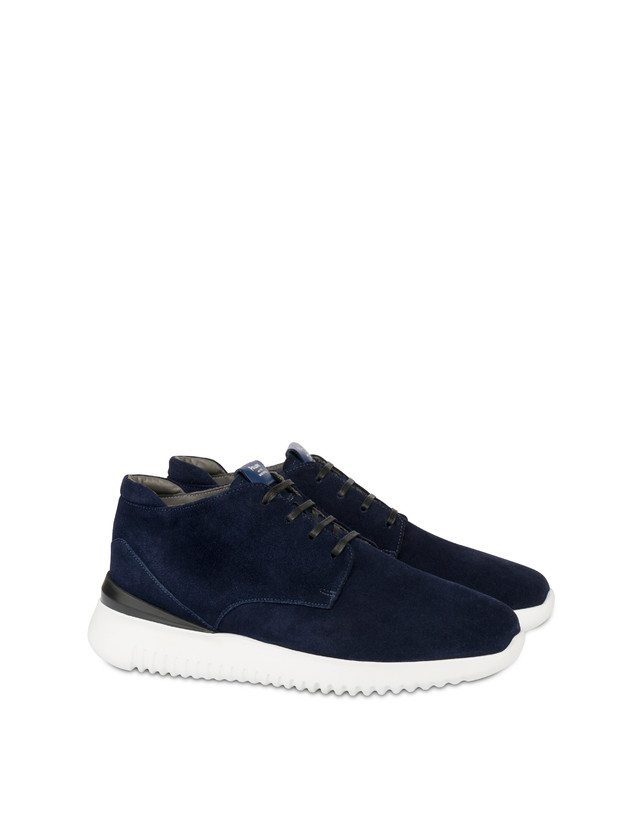 Pollini Desert Boot In Crosta Norfolk Blu