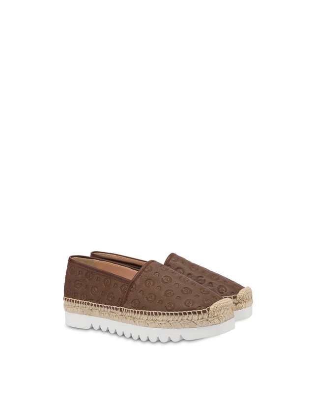 Pollini Espadrillas Heritage Logo Embossed Marrone