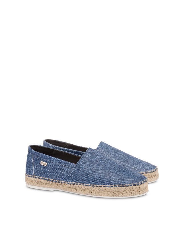 Pollini Espadrillas In Capra Stampa Denim Blu
