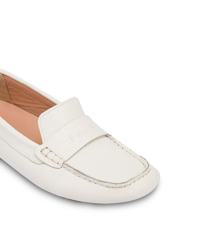 Pollini Mocassini Driver In Vitello Eazy Bianco
