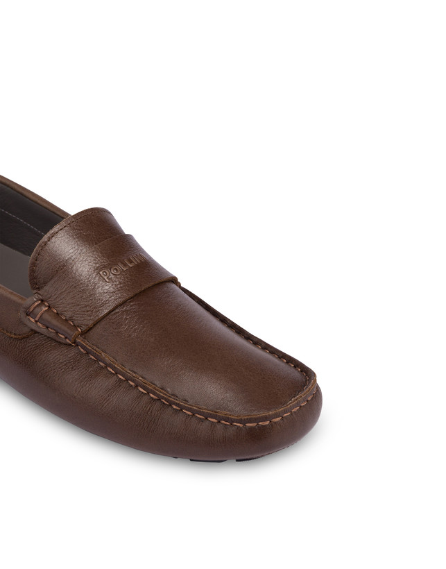 Pollini Mocassini Driver In Vitello Eazy Fango