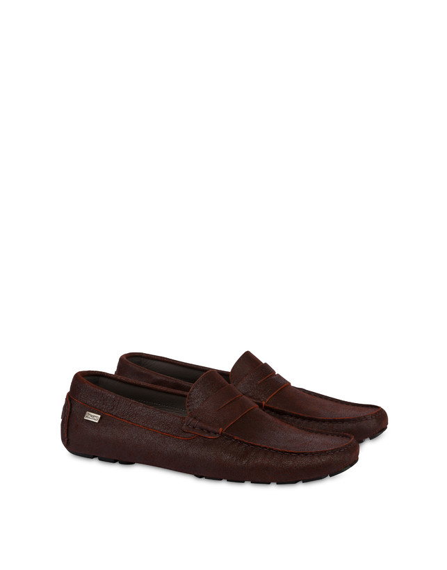 Pollini Mocassini In Capra Drivers Ruggine