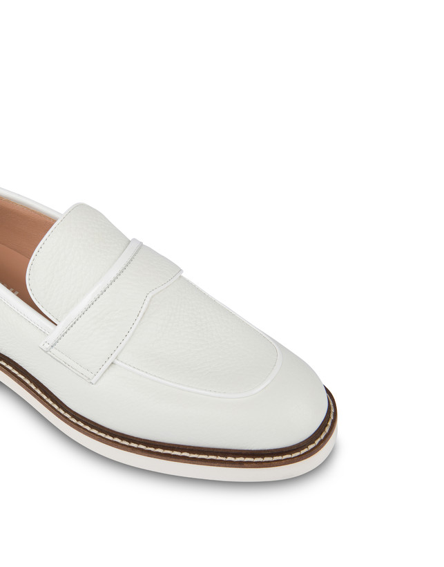 Pollini Mocassini In Vitello Mannish Bianco/bianco
