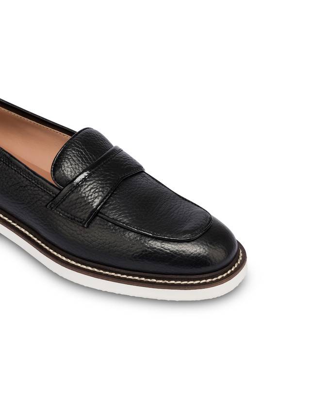 Pollini Mocassini In Vitello Mannish Nero/nero